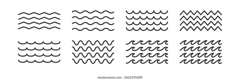 Icono de ola de agua. Forma abstracta líquida. Elemento de onda oceánica. Signo de patrón de naturaleza.