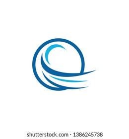 Water Wave Icon Logo Design Template for green technology business plumbing wind company with modern high end look