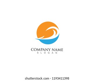 Water Wave Icon Logo Template
Vector Logo with yellow,sun and blue sea waves