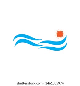 Water Wave Icon Logo Template
Vector Logo with yellow sun and blue sea waves. Vector logotype
