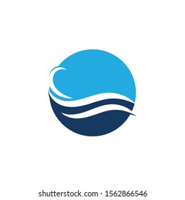 Water Wave Icon Logo Template
Vector Logo with yellow sun and blue sea waves