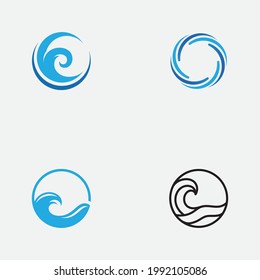 Water Wave Icon Logo Template	