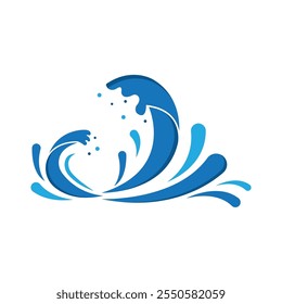 Diseño de ilustración de Plantilla de logotipo de icono de onda de agua