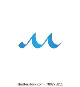 Water Wave Icon Logo Template. letter M. vector illustration