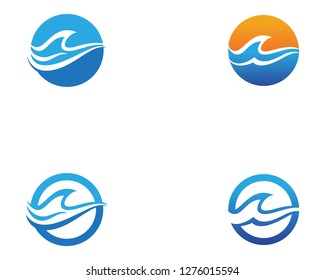 Water wave icon logo vector template