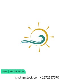 water wave icon sea symbol logo template simple design element