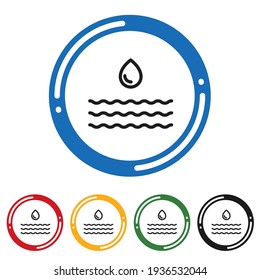 Water wave icon set. flat design vector illustration in 5 colors options for web design