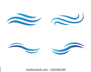 Water wave icon set isolated on white background. Collection of flat water wave icon for app, web site, logo template and banner. Creative art concept, vector illustration