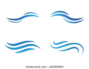 Water wave icon set isolated on white background. Collection of flat water wave icon for app, web site, logo template and banner. Creative art concept, vector illustration