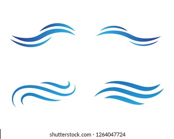 Water wave icon set isolated on white background. Collection of flat water wave icon for app, web site, logo template and banner. Creative art concept, vector illustration