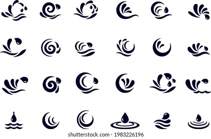Diseño vectorial de conjunto de iconos de onda de agua