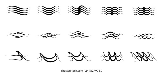 water wave icon set vector illustration isolated on white background.