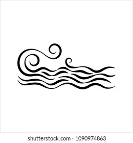 Water Wave Icon, Water Wave Sign Vector Art Illustration