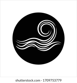 Water Wave Icon, Water Wave Sign Vector Art Illustration