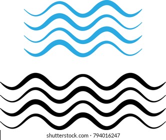 Water Wave Icon, Water Wave Sign Vector Art Illustration