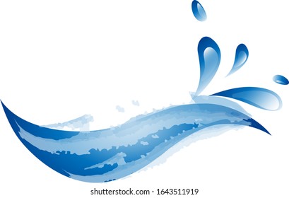 Water Wave Icon. Surf Logo. Vector Isolated On White Background. Hand Drawn Water Wave Icon. For Water Logo, Sign, Symbol, Surfing Icon, Sea And Ocean Logo. Abstract Ocean Waves Vector