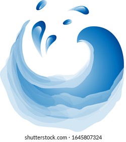 Water Wave Icon. Surf Logo. Vector Isolated On White Background. Hand Drawn Water Wave Icon. For Water Logo, Sign, Symbol, Surfing Icon, Sea And Ocean Logo. Abstract Ocean Waves Vector