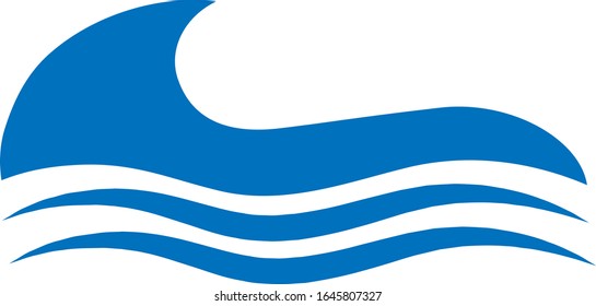 Water Wave Icon. Surf Logo. Vector Isolated On White Background. Hand Drawn Water Wave Icon. For Water Logo, Sign, Symbol, Surfing Icon, Sea And Ocean Logo. Abstract Ocean Waves Vector