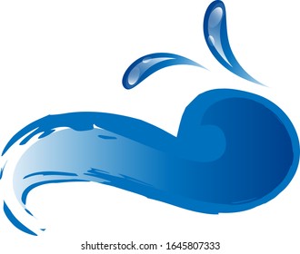 Water Wave Icon. Surf Logo. Vector Isolated On White Background. Hand Drawn Water Wave Icon. For Water Logo, Sign, Symbol, Surfing Icon, Sea And Ocean Logo. Abstract Ocean Waves Vector