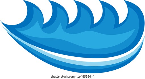 Water Wave Icon. Surf Logo. Vector Isolated On White Background. Hand Drawn Water Wave Icon. For Water Logo, Sign, Symbol, Surfing Icon, Sea And Ocean Logo. Abstract Ocean Waves Vector