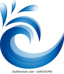 Icono de la ola de agua. Logo de Surf. Vector Aislado En Fondo Blanco. Icono De Ola De Agua Destilada A Mano. Para Logotipo De Agua, Signo, Símbolo, Icono De Surf, Logo De Mar Y Océano. Vector de ondas oceánicas abstractas