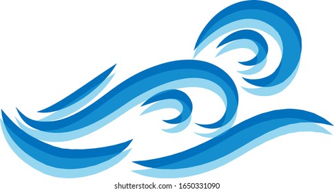 Water Wave Icon. Surf Logo. Vector Isolated On White Background. Hand Drawn Water Wave Icon. For Water Logo, Sign, Symbol, Surfing Icon, Sea And Ocean Logo. Abstract Ocean Waves Vector