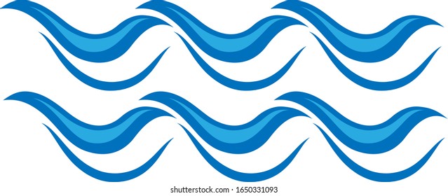 Icono de la ola de agua. Logo de Surf. Vector Aislado En Fondo Blanco. Icono De Ola De Agua Destilada A Mano. Para Logotipo De Agua, Signo, Símbolo, Icono De Surf, Logo De Mar Y Océano. Vector de ondas oceánicas abstractas