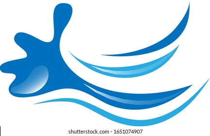 Icono de la ola de agua. Logo de Surf. Vector Aislado En Fondo Blanco. Icono De Ola De Agua Destilada A Mano. 