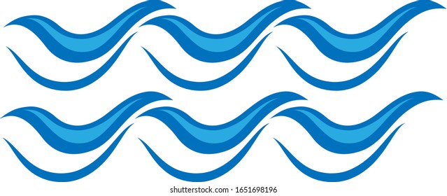 Water Wave Icon. Surf Logo. Vector Isolated On White Background. Hand Drawn Water Wave Icon. For Water Logo, Sign, Symbol, Surfing Icon, Sea And Ocean Logo. Abstract Ocean Waves Vector