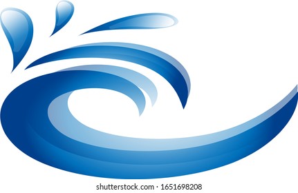 Water Wave Icon. Surf Logo. Vector Isolated On White Background. Hand Drawn Water Wave Icon. For Water Logo, Sign, Symbol, Surfing Icon, Sea And Ocean Logo. Abstract Ocean Waves Vector