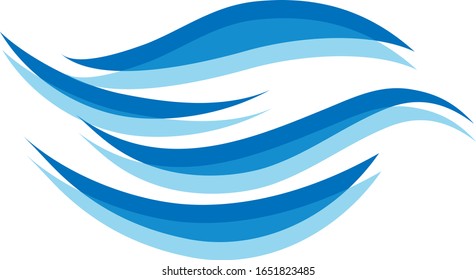 Water Wave Icon. Surf Logo. Vector Isolated On White Background. Hand Drawn Water Wave Icon. For Water Logo, Sign, Symbol, Surfing Icon, Sea And Ocean Logo. Abstract Ocean Waves Vector