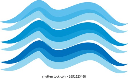 Icono de la ola de agua. Logo de Surf. Vector Aislado En Fondo Blanco. Icono De Ola De Agua Destilada A Mano. Para Logotipo De Agua, Signo, Símbolo, Icono De Surf, Logo De Mar Y Océano. Vector de ondas oceánicas abstractas