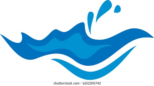 Icono de la ola de agua. Logo de Surf. Vector Aislado En Fondo Blanco. Icono De Ola De Agua Destilada A Mano. Para Logotipo De Agua, Signo, Símbolo, Icono De Surf, Logo De Mar Y Océano. Vector de ondas oceánicas abstractas