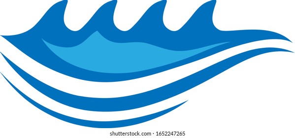 Water Wave Icon. Surf Logo. Vector Isolated On White Background.  