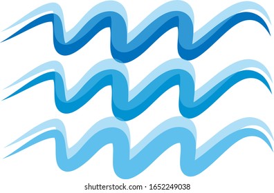 Water Wave Icon. Surf Logo. Vector Isolated On White Background. Hand Drawn Water Wave Icon. For Water Logo, Sign, Symbol, Surfing Icon, Sea And Ocean Logo. Abstract Ocean Waves Vector