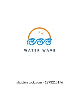 Water wave icon symbol logo template vector illustration
