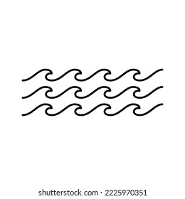 Water wave icon. Thin linear sign of waves. Vector illustration. Black wave icon