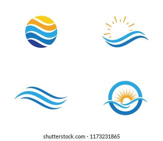 Water wave icon vector illustration design logo