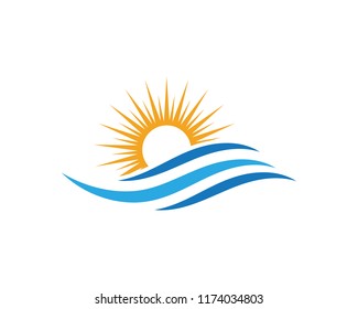 Water wave icon vector illustration design logo