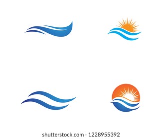 Water wave icon vector illustration design logo