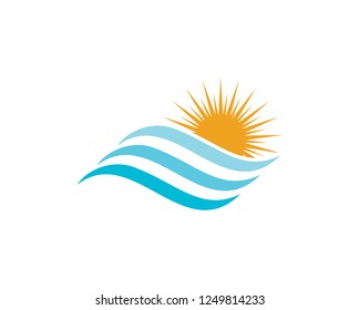 Water wave icon vector illustration design logo