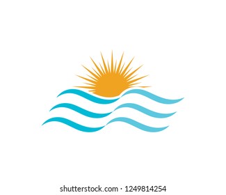 Water wave icon vector illustration design logo