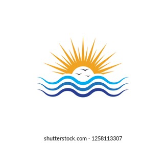 Water wave icon vector illustration design logo