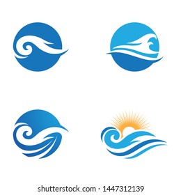 Water wave icon vector illustration design logo
