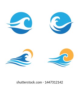 Water wave icon vector illustration design logo