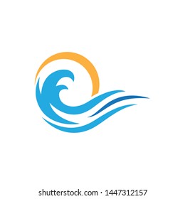 Water wave icon vector illustration design logo