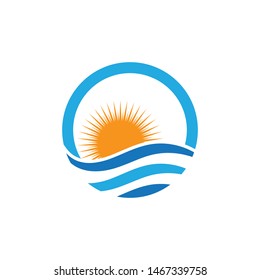 Water wave icon vector illustration design logo