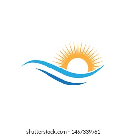 Water wave icon vector illustration design logo