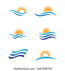 Water wave icon vector illustration design logo
