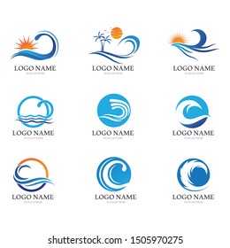 Water wave icon vector illustration design logo